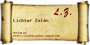 Lichter Zalán névjegykártya